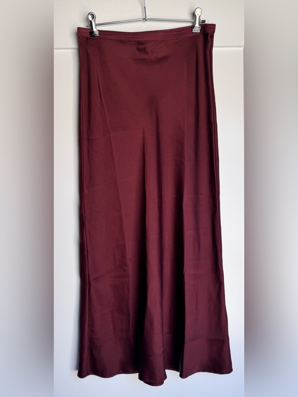 ANINE BING Bar Silk Skirt Bordeaux Burgundy 100% Silk Midi Size M - Picture 6 of 14
